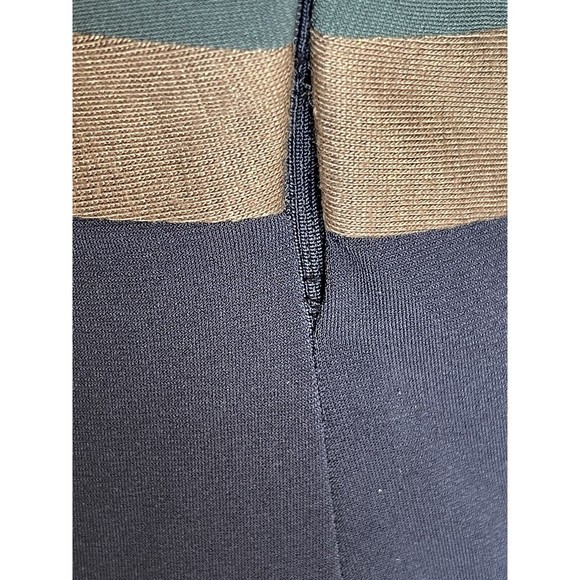 Laundry By Design Dress Size Small V Neckline Gold Green Trim Empire Striped - Picture 10 of 12